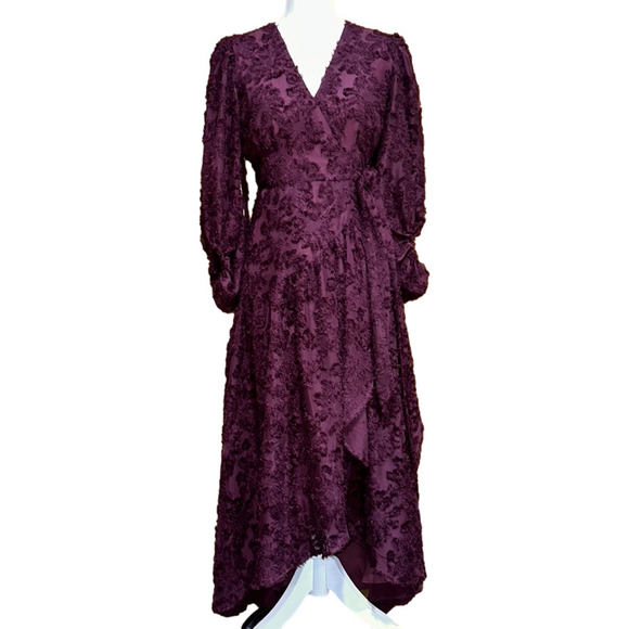 Hutch x Anthropologie Rosa Floral Wrap Maxi Dress Wine Size XS Petite - NWT - Picture 8 of 13